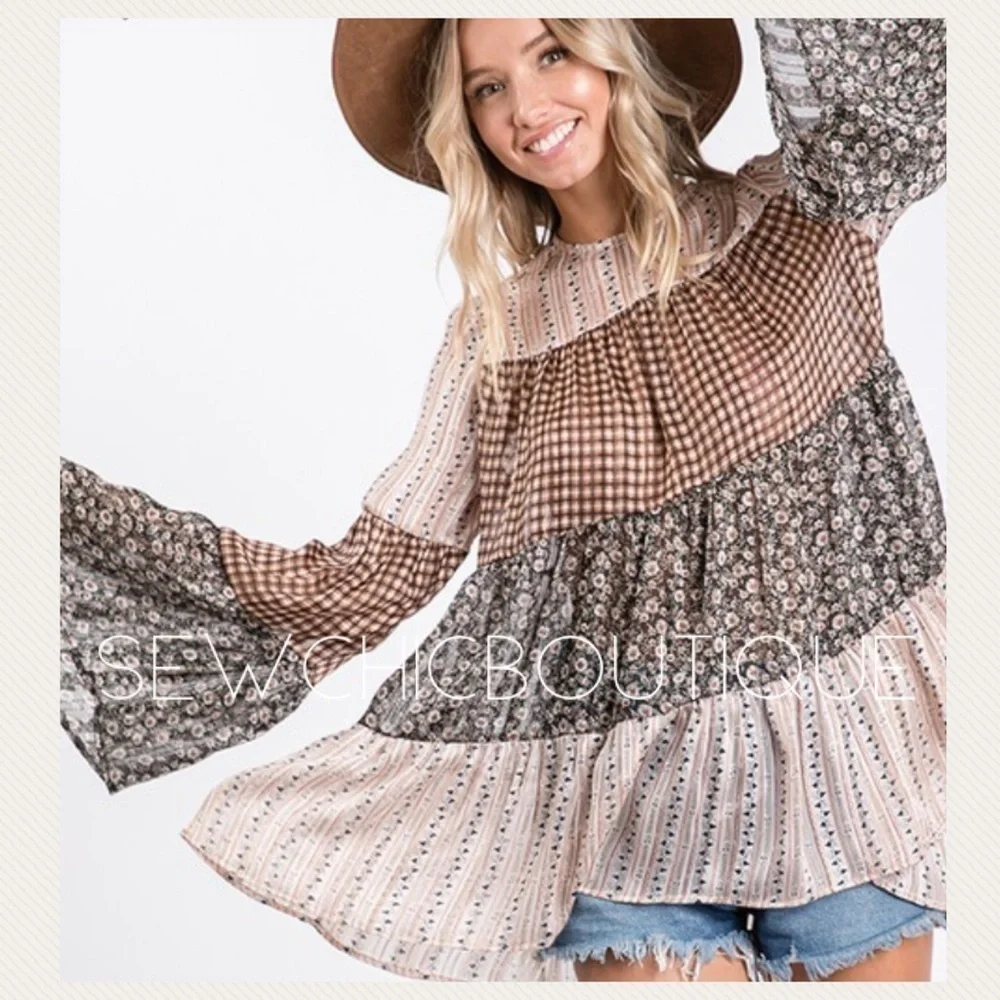 Sheer Woven Fabric Mix & Match Tunic - Picture 3 of 12